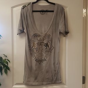 Affliction gray vneck